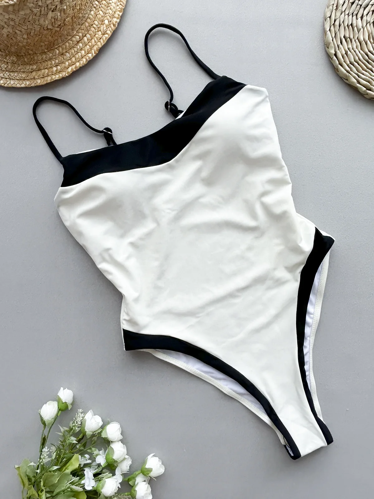 Bikinis Set,Sexy White Swimwear One Piece Swimsuit for Women,High Cut Bathing Suit,Tie Waist Bodysuit, Swimming Wear Female Sets