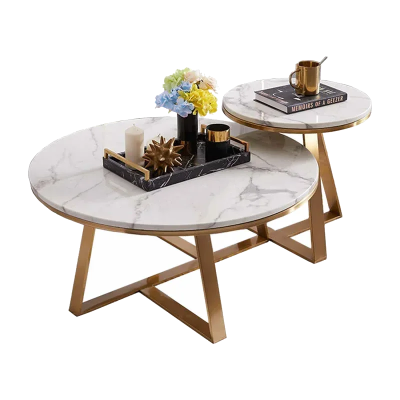 z cheap wholesale luxury Nordic style wrought iron living room round simple modern marble side table combination coffe table