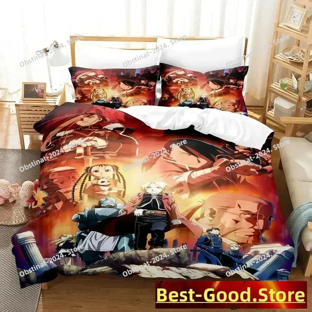 2023 Fullmetal Alchemist Bedding Set Single Twin Print With Pillowcase Bed Duvet Cover Soft Single Double Queen Super King Size