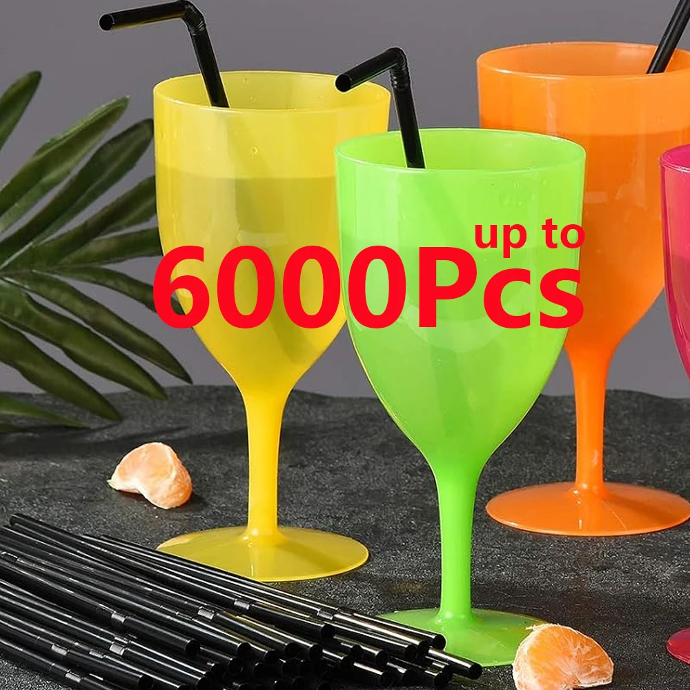 6000/100Pcs Drinking Black Straws Reusable Biodegradable Straw Multicolor for Home Wedding Party Kitchen Beverage Accessory