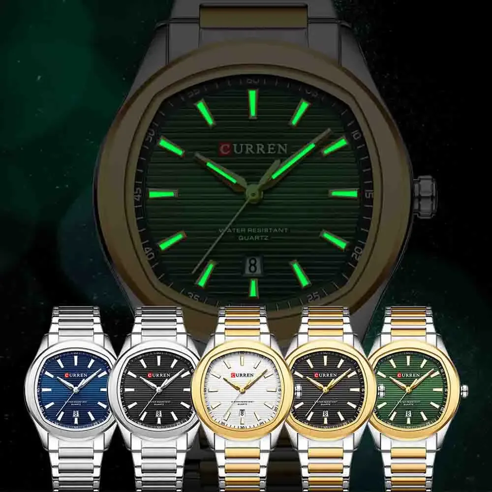 CURREN Relógio para Homens Original Quartz Moda Relógio de Pulso Banda de Aço Inoxidável com Data Relógio Presente Reloj Hombre