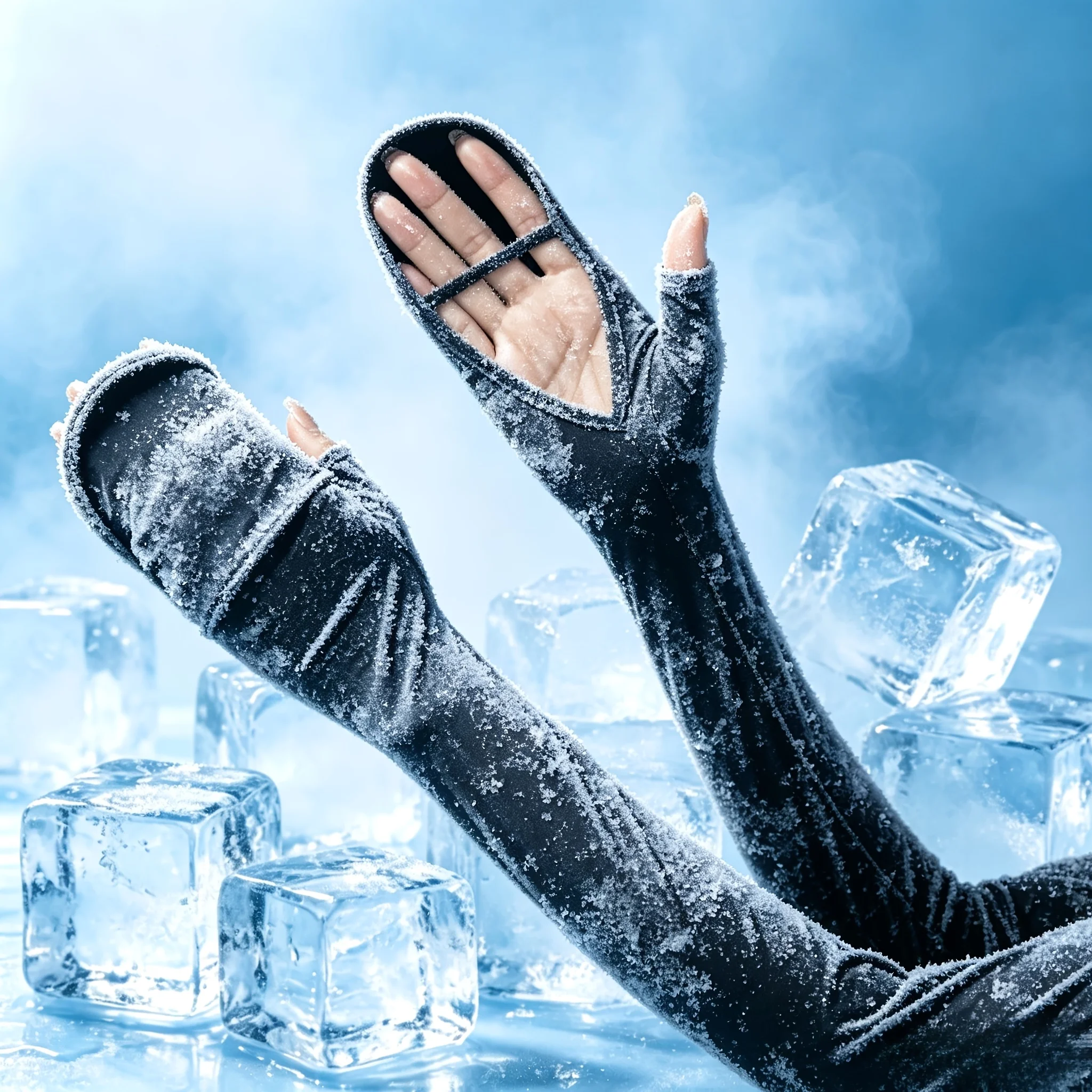 Ice sensitive sun protection gloves for cycling and driving, breathable and anti slip finger sleeves for summer gift giving view 3
