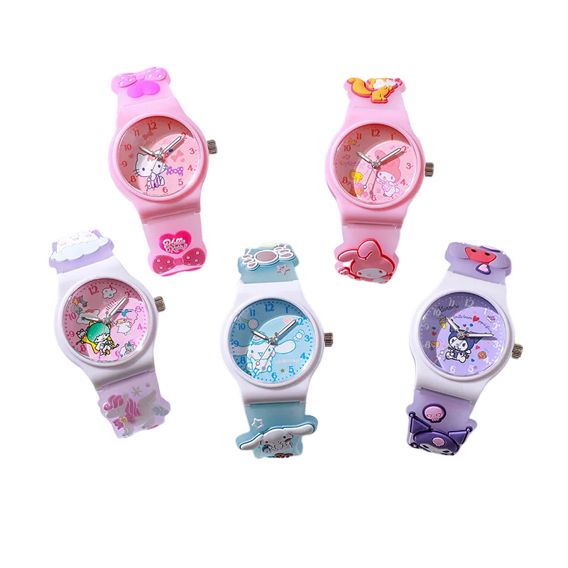 Sanrio Hello Kitty Kuromi Melody Cartoon Anime Figures Kawaii Student Wrist Watch Kids Watch Toy Children's Birthday Party Gifts