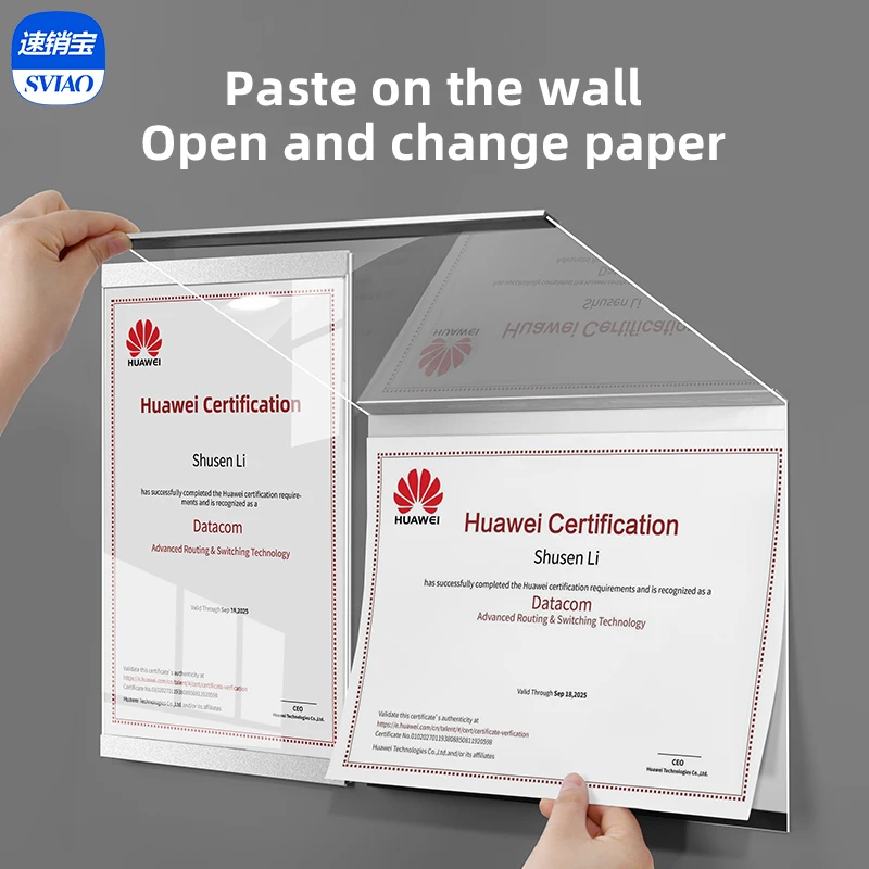 A4/A3 acrylic of clear Wall Mount Document Photo Frames Advertising Poster Paper Holder Board Display of certificates, documents