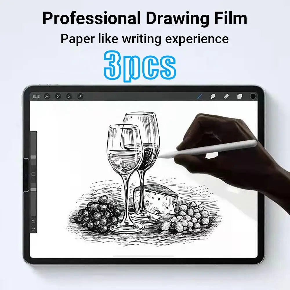 3PCS Tablet Writing Films Screen Protector for Apple iPad Air 3 11 13 Mini 6 5 4 3 Pro 11 2024 Upgraded Adsorption Technology