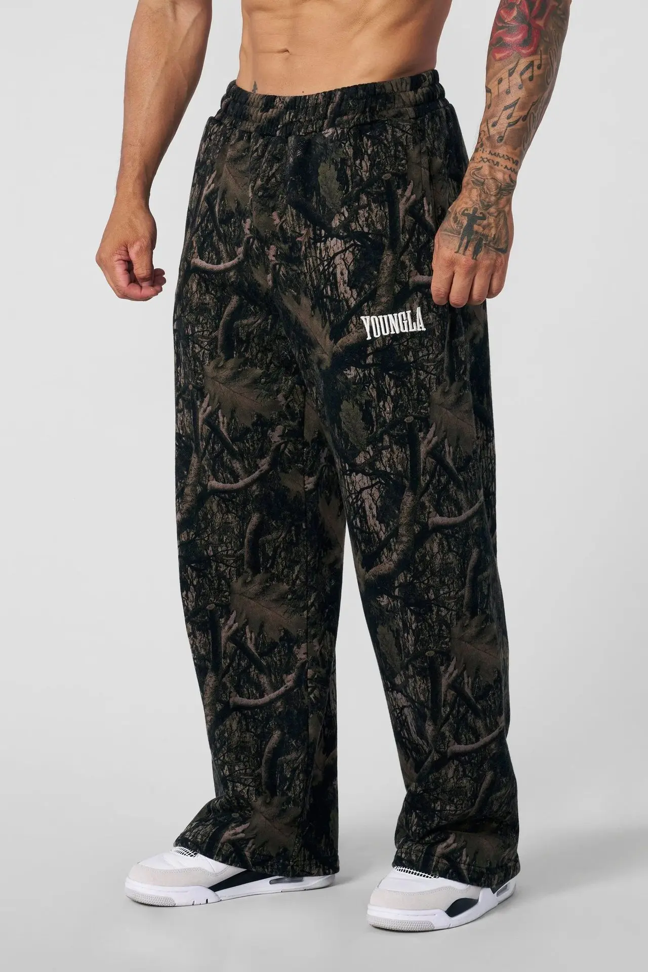 Pantalon de jogging tendance 2026 en coton éponge imprimé, coupe large, style hip-hop streetwear, co