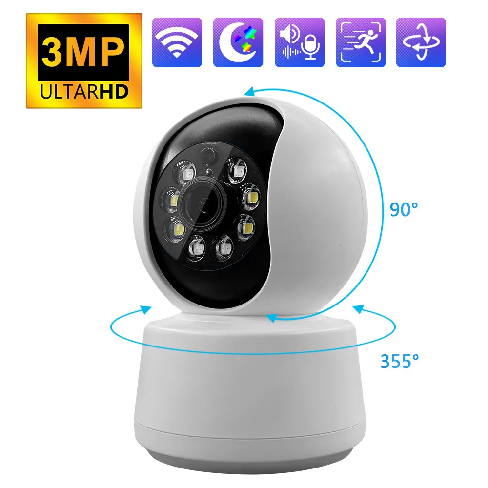 

3MP 4X Zoom Smart WiFi Camera 1080P Auto Tracking Home Indoor Security Full Color Night Vision Motion Detection Surveillance Cam