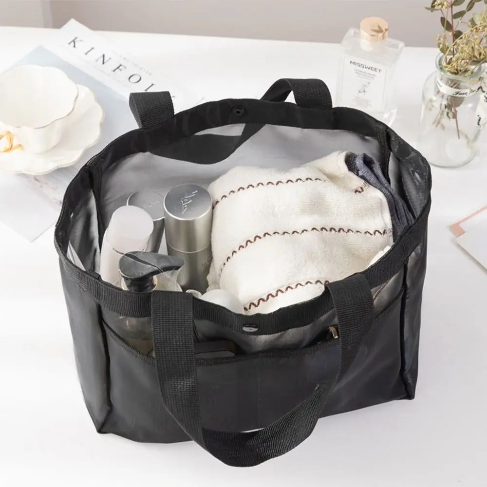 Hollow Large Capacity Makeup Storage Bag Women Multifunctional Mesh Shoulder Bag Travel Transparent Bag Beach Bags image 2