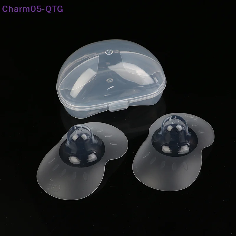 Hot！2pcs Silicone Nipple Protectors Feeding Mothers Nipple Shields Protection Cover Breastfeeding with Clear Carrying Case