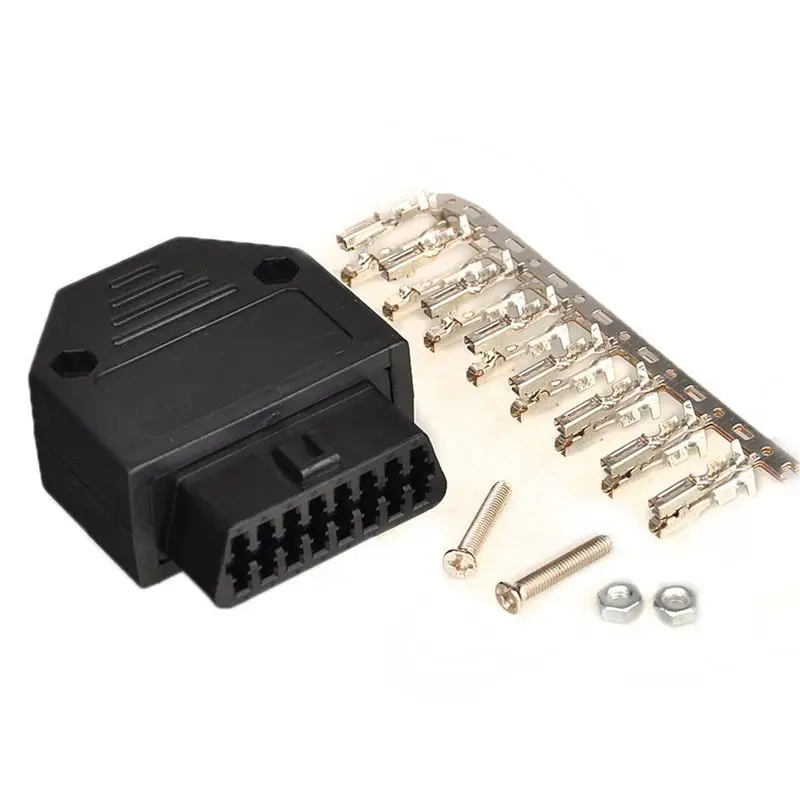 6X OBD2 OBD II 16 Pin Connector Socket Diagnostic Tool Adapter OBD Connector + Enclosures + Terminal + Screws-A08Q