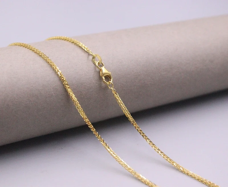 AU750 Pure 18K Yellow Gold Chain Women 1.4mm Foxtail Wheat Necklace 6.5-6.7g/23.6inch