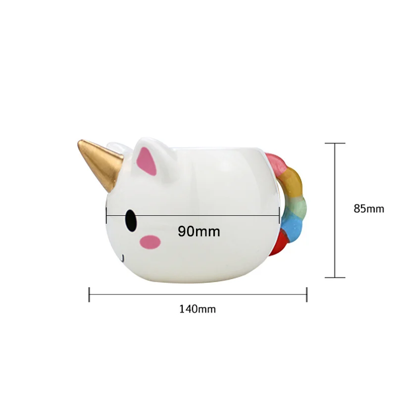 3D Funny Coffee Mug Children Girl Unicorn Cute Cup Rainbow Handle Gift 300ml Cartoon Tasse Licorne Mugs Taza Unicornio Cups