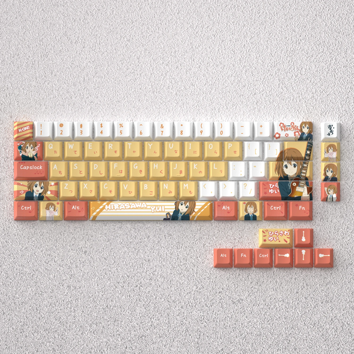 98 Key Cap Yui Hirasawa Cute Anime Keycaps PBT Cherry Profile Keycap Mechanical Keyboard Made68 Mad68 Wooting 60