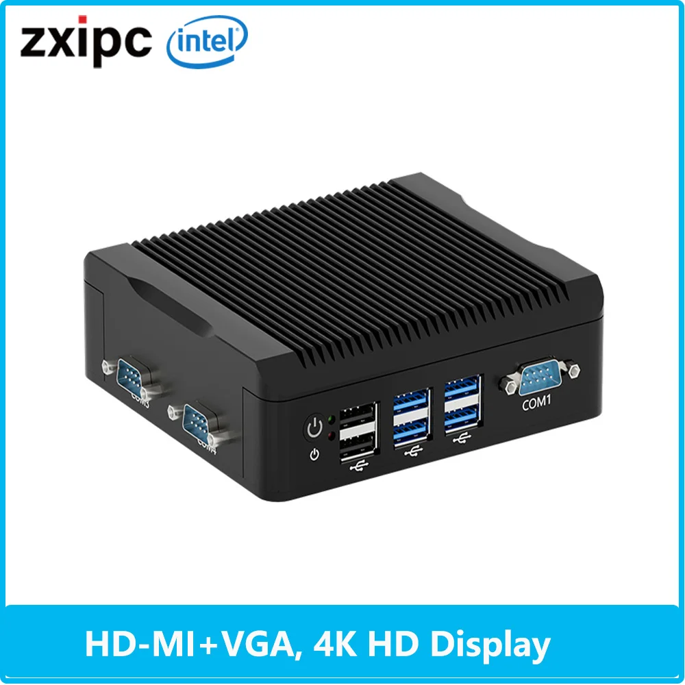 Industrial Incorporado Celeron Computador Mini PC, Dual Lan, Com RS232, Dual Display, Fanless, Ddr3, Ddr4, N2840, N2940, N5095