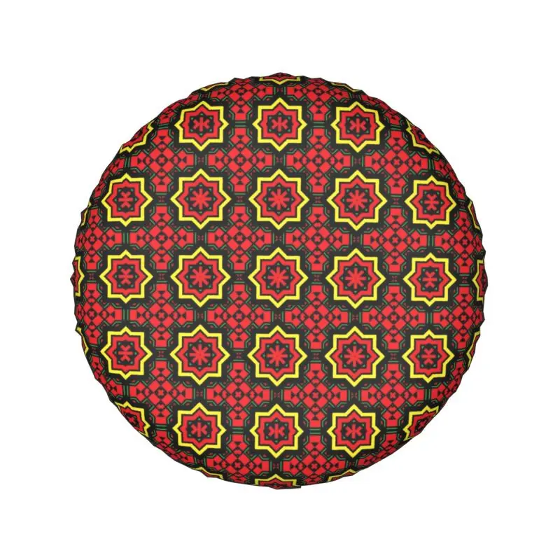 Red Star Ankara Pattern Spare Tire Cover for Grand Cherokee Jeep RV SUV Camper African Art Car Wheel Covers 14