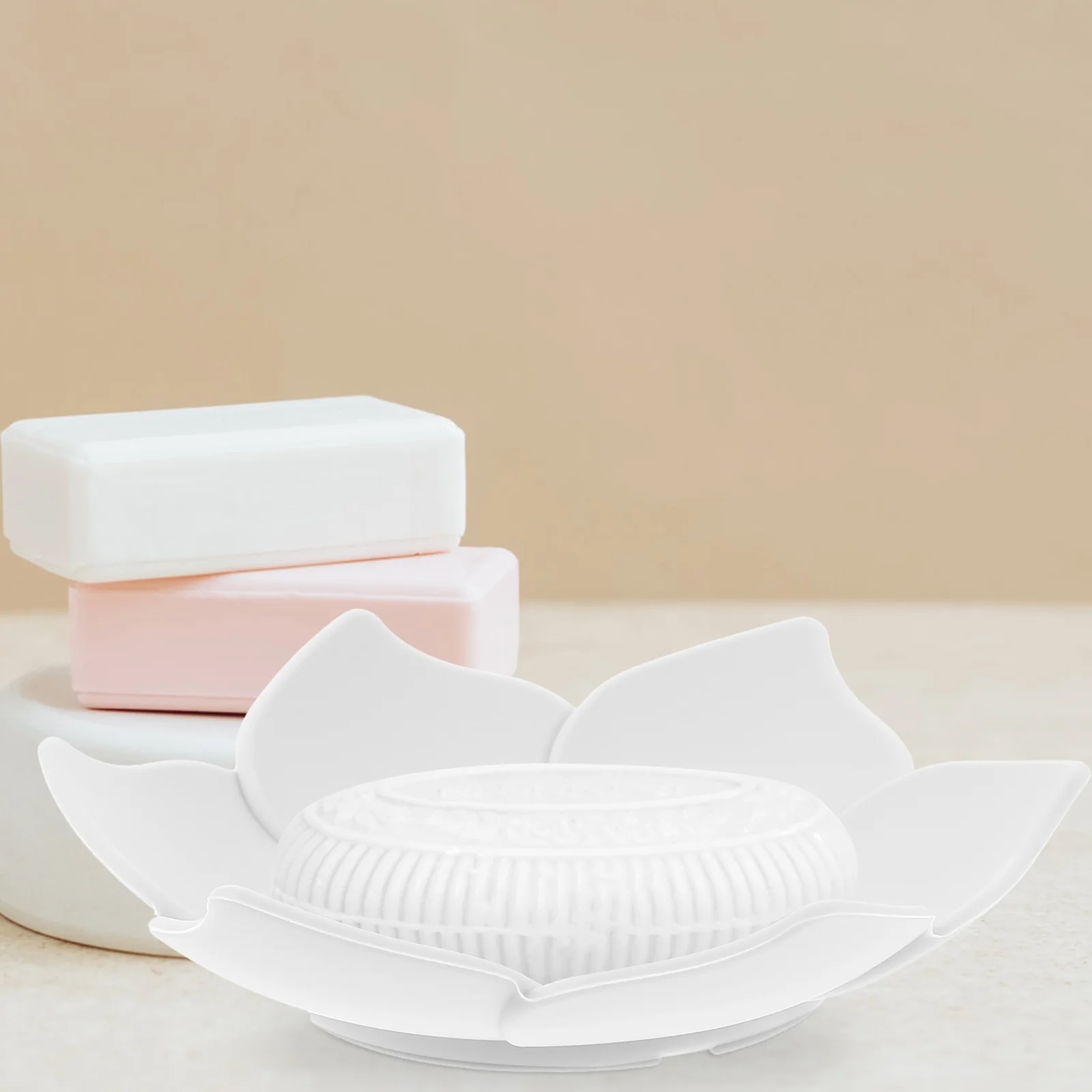 Small Soap Dish Silicone Sink Tray Household Rack Organizer Flower-shaped Travel for Shower