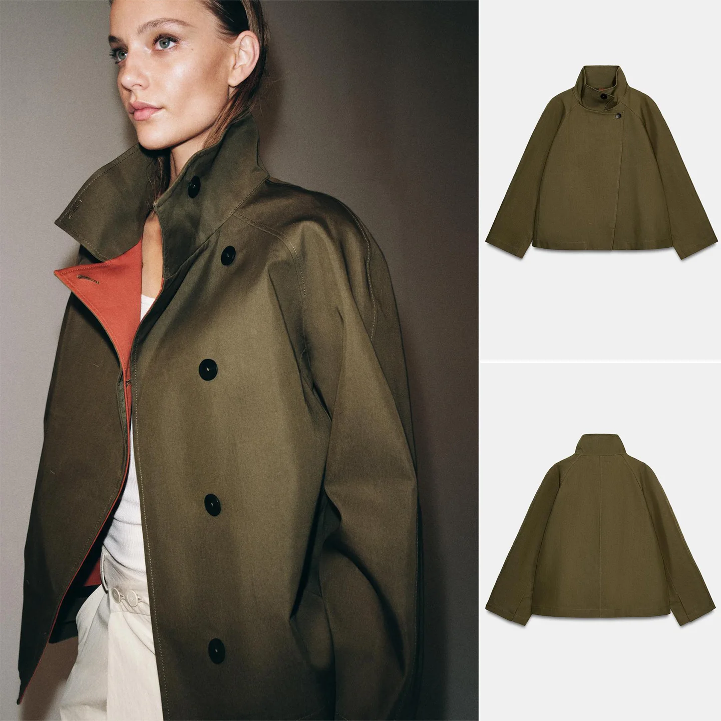 

Spring New Arrival Women's Double-Breasted Long Sleeve High Collar Short Coat Commute Windbreaker 3811046 Fashion Outerwear