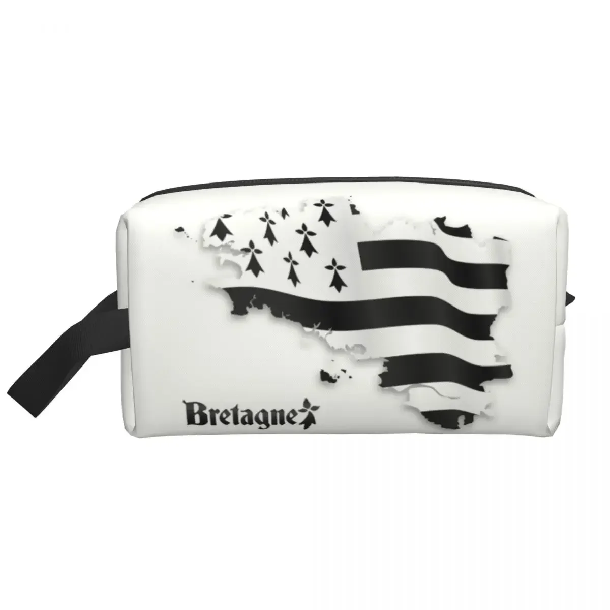 Bretagne United Flag Map Makeup Bag Travel Cosmetic Organizer Cute Breizh Breton Map Brittany France Flag Storage Toiletry Bags