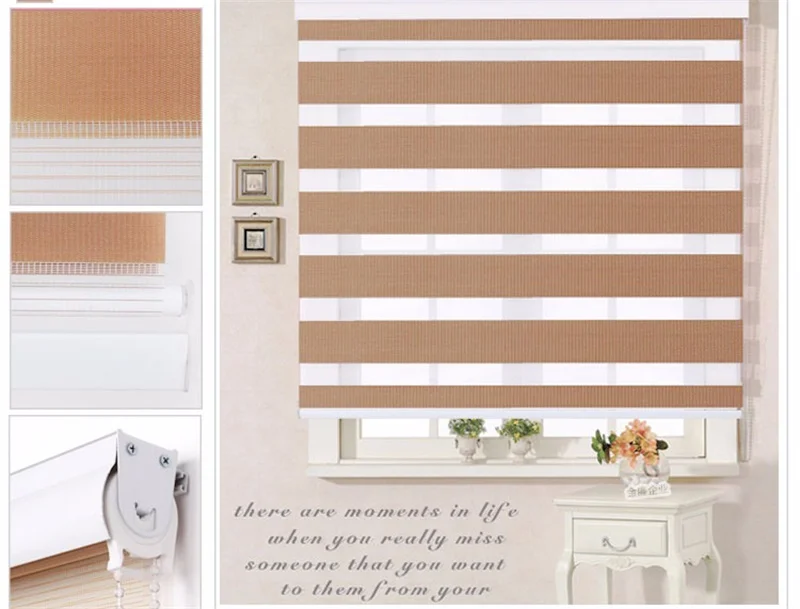 Double layer Day and Night Indoor Shade Window Manual Zebra Blinds Shade Dual Roller Blinds