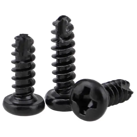 PT Phillips Pan Self Tapping Wood Screw Tail-Cut Cross Recessed Zinc Plated Steel Black