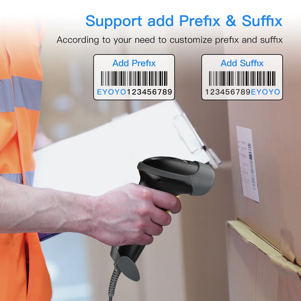 EY-H2 نموذج USB سلكي محمول باليد ماسح الباركود التلقائي كابل 1 متر للسوبر ماركت. PDF417 Data Matrix 1D 2D QR Reader
