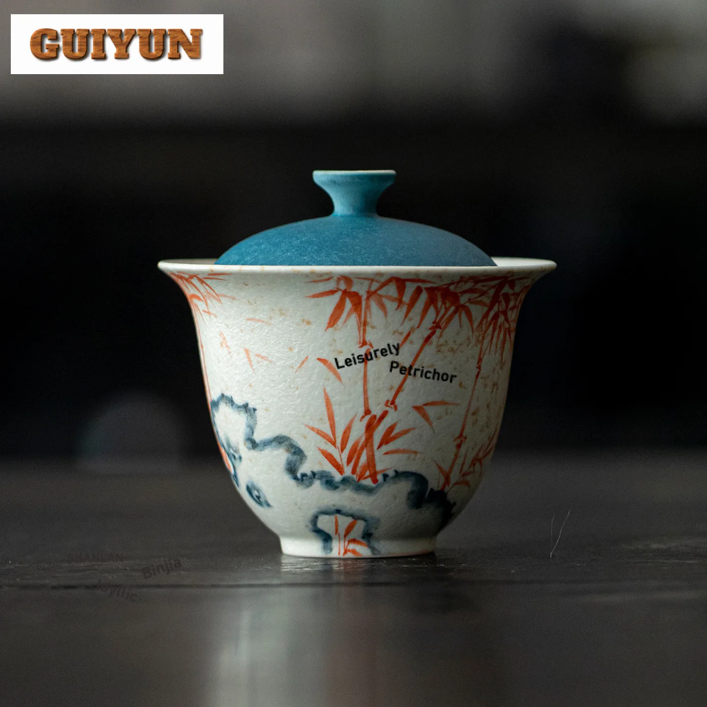 130 مللي رسمت باليد الخيزران Gaiwan الإبداعية الشاي تورين براد شاي مع غطاء عدة صانع الشاي غطاء السلطانية عناصر الشاي لوازم الديكور