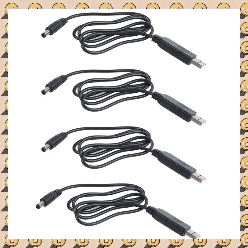 A003 4X USB DC 5V To DC 12V 2.1Mm X 5.5Mm Module Converter DC Barrel Male Connector Jack Power Cable Plug,USB To DC Cable -1M