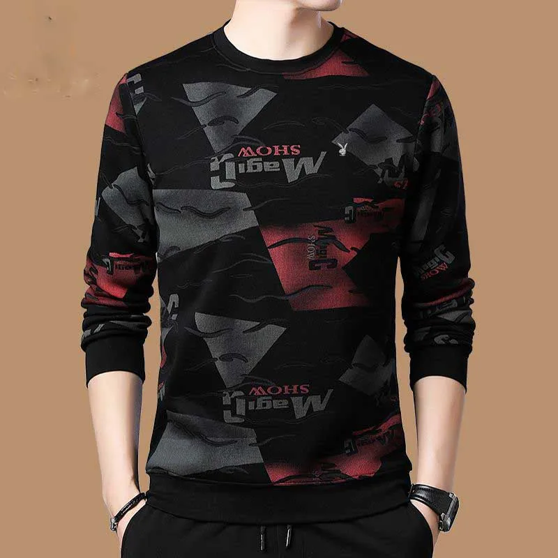 

Fashion O-Neck All-match Long Sleeve Printed Letter T-Shirts Men's Clothing 2024 Spring New Loose Korean Tops Casual Tee Shirt