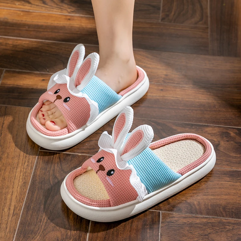 

Platform Slippers Women Home Cartoon Cute Rabbit Designer Shoes Girls Casual House Fashion Popular Slides Flats Indoor Open Toe