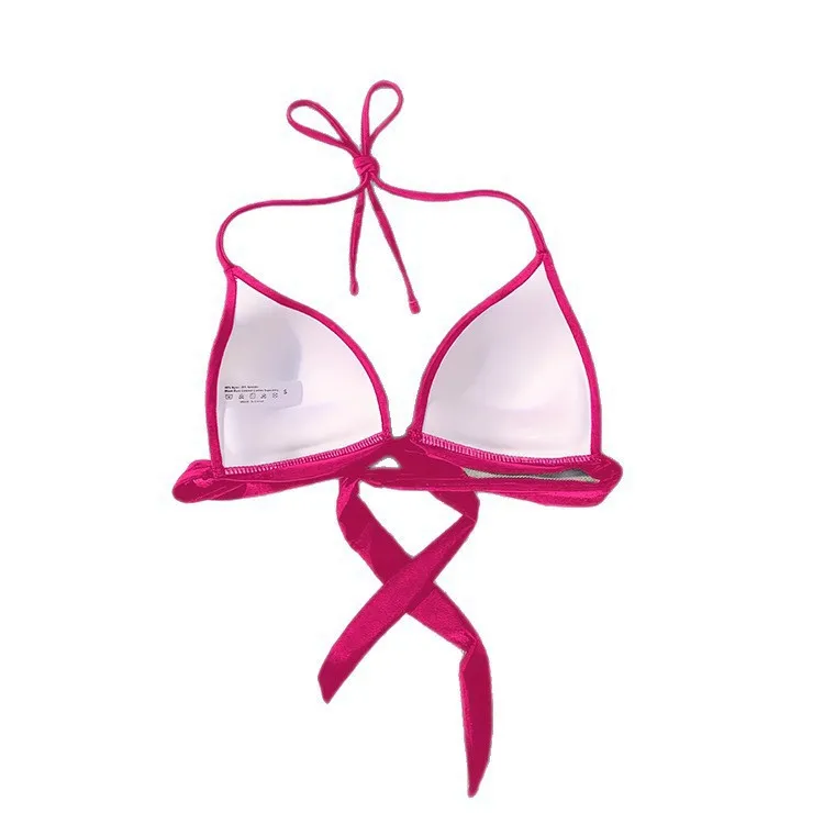 XS - XL ใหม่เซ็กซี่ Push Up Bra ถ้วย Halter บิกินี่ Top ชุดว่ายน้ําหญิงผู้หญิงชุดว่ายน้ํา Bather ชุดว่ายน้ําว่ายน้ํา Solid Beach Top