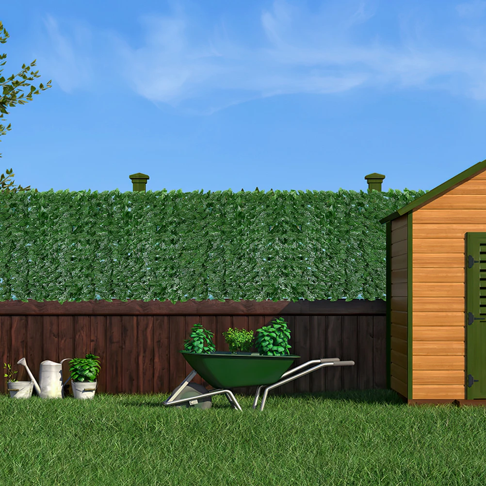 

Artificial Hedge Fence Simulation Green Leaves Wall Balcony Plant Plastic Garden Decoration Durable Trellis Screening