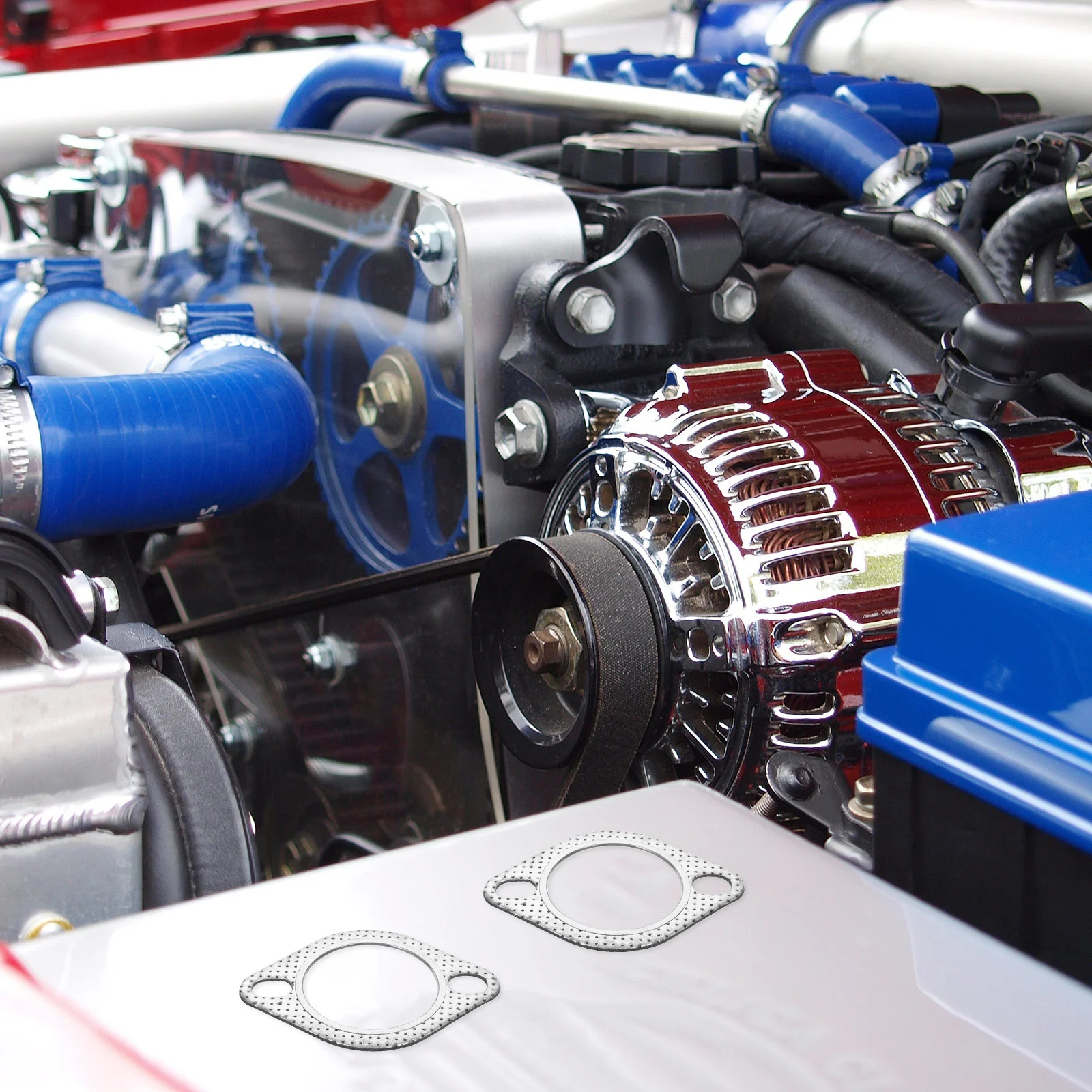 

1 Pair Exhaust Gasket 76Mm 63Mm High Temp Metal Gasket For Exhaust Flange Manifold Replacement Car Part Engine Components