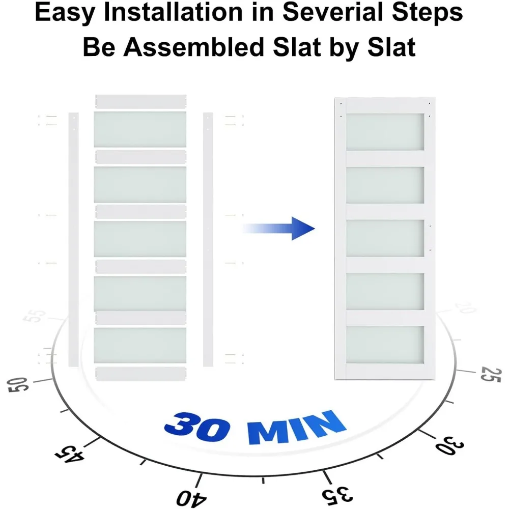 باب الحظيرة الزجاجي مقاس 36 × 84 بوصة مع طقم مسار منزلق بطول 6.6 قدم، يتضمن المقبض، محفور مسبقًا لسهولة التجميع، شركة PVC المقاومة للماء #4