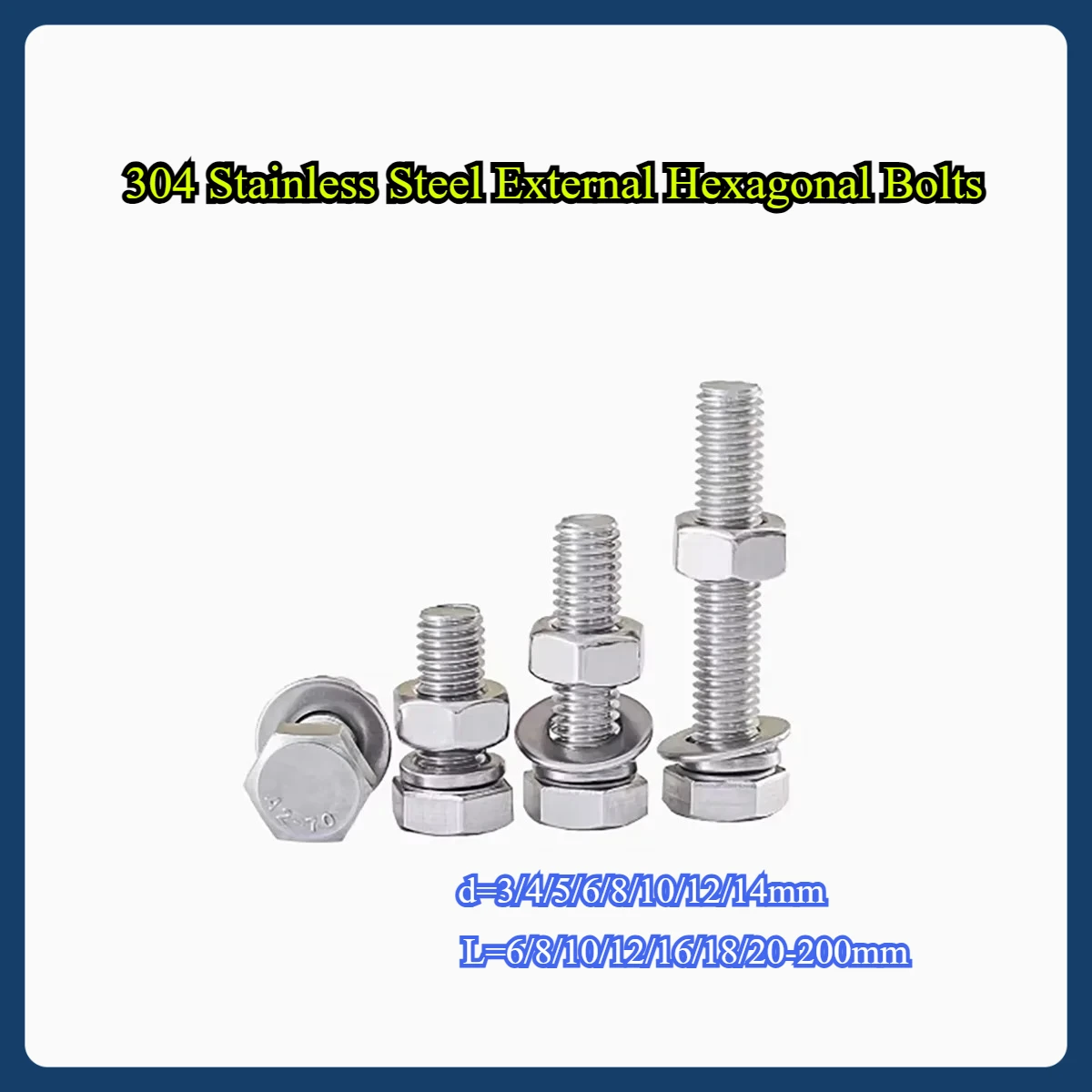

304 Stainless Steel External Hexagonal Bolts, Screws And Nuts Complete Set / Extended Screw M4M5M6M8M10M12M16