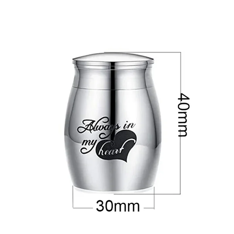 Dropshipping Custom High 30X40mm Decorative Memorial Keepsake Stainless Steel Cremation Urns for Human Pet Ashes