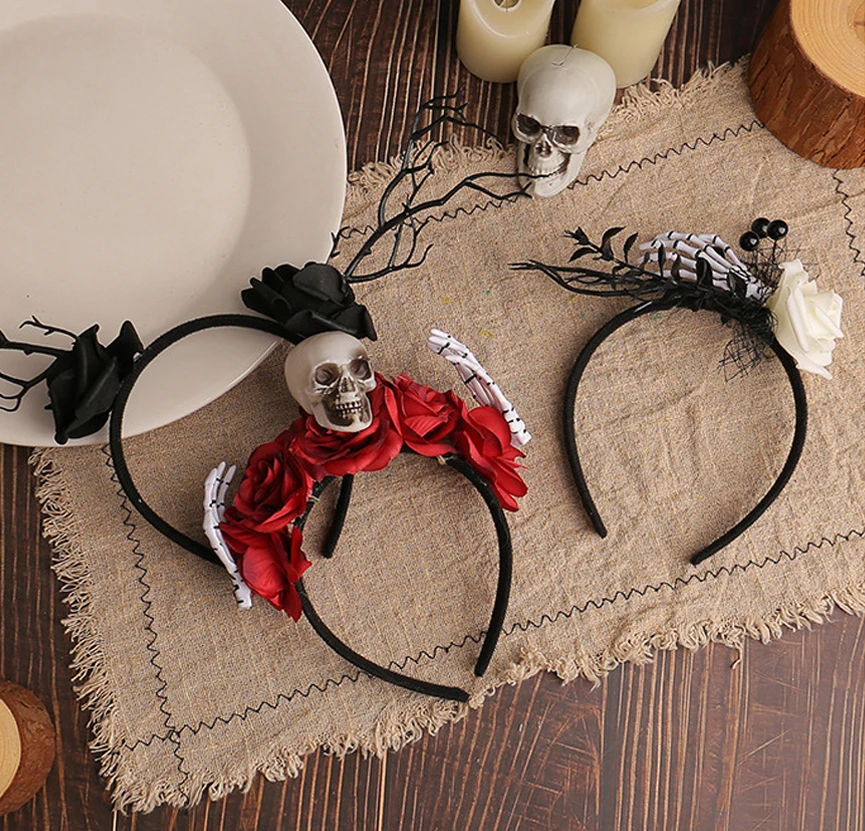 Повязка-на-голову-на-Хэллоуин-в-готическом-стиле-с-розой-и-черепом-скелетом-повязка-для-волос-на-Хэллоуин-обруч-для-волос-с-черной-розой-реквизит-для-косплея-аксессуары-для-волос