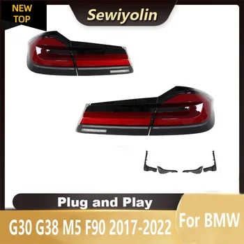 BMW용 자동차 액세서리 LED 후미등, 530 540 M5 F90 2017 2022 리어 램프, DRL 플러그 앤 플레이, 깜박이는 스티어링, 2PCs/세트