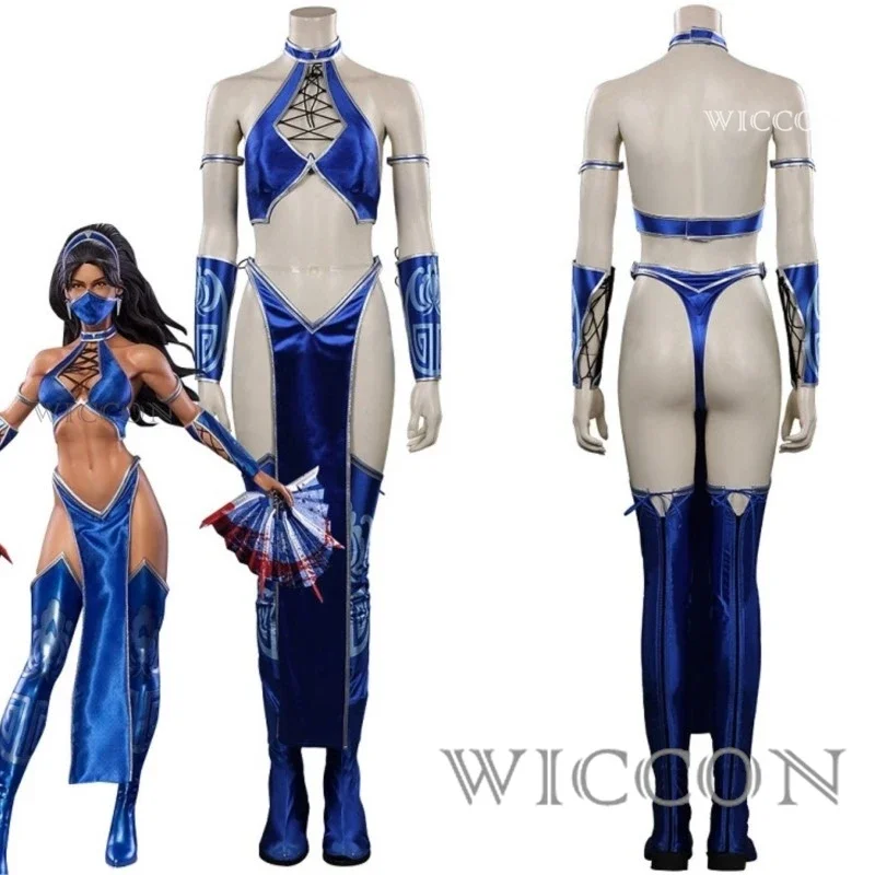 Kitana Mileena Katana Cosplay Game Mortal Cos Kombat Jumpsuit Mask Costume Women Swimsuit Bikini Halloween Carnival Party Su # 1