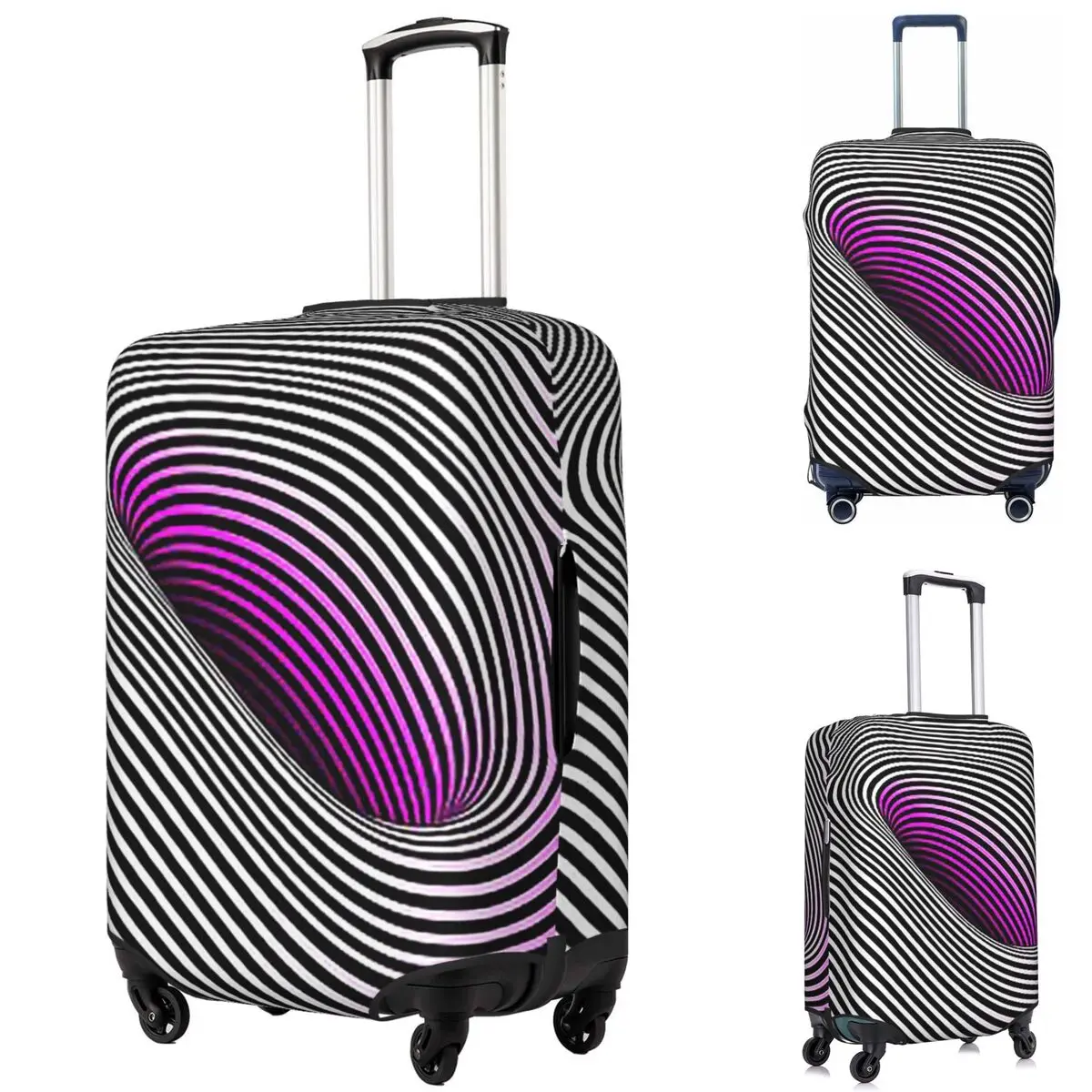 

Grid Wormhole Geometric 3D Vortex Illusion Suitcase Cover Protection Elastic Travel Luggage Protector Covers for 18-32 Inch