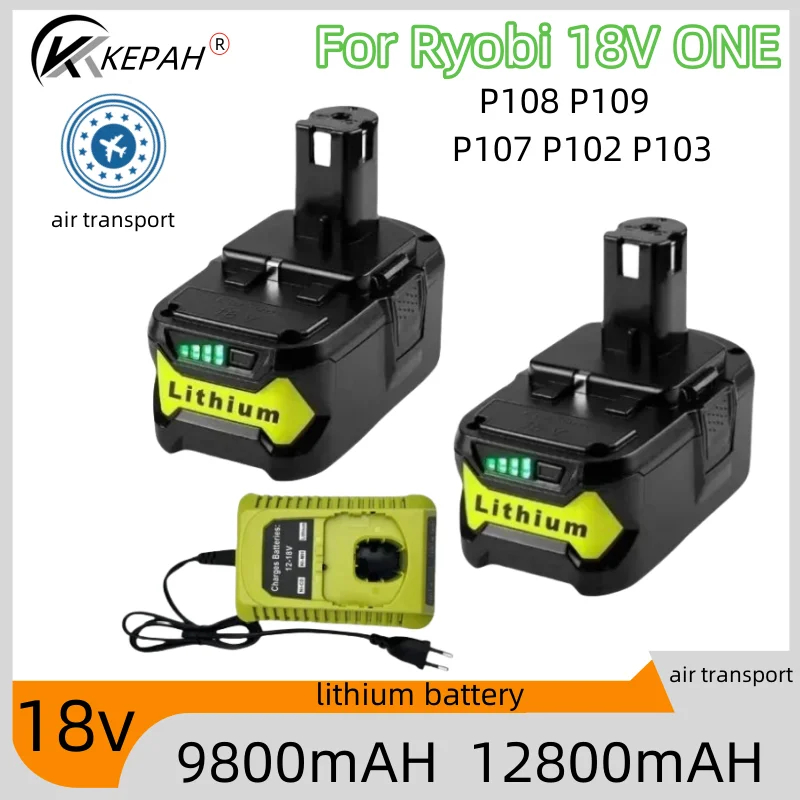 9.8Ah 12.8AH For RYOBI P108 18V One+ Plus Battery 18 Volt Lithium-Ion Power Tools P104 P107 RB18L50 RB18L20 P108 ryobi lithium