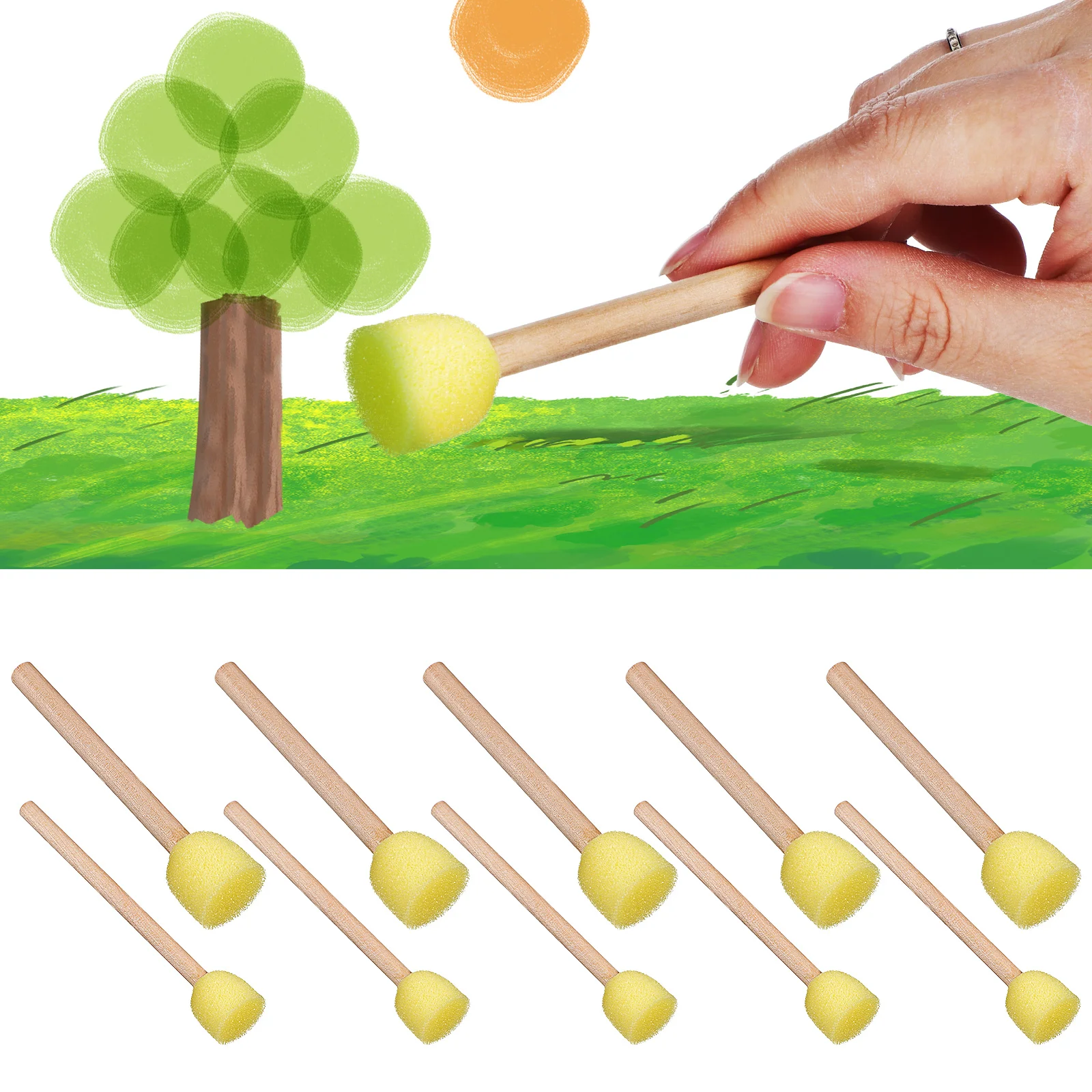 

20 Pcs Early Education Graffiti Tool Miniature Paint Brushes Car Sponge Sponges For Painting Mushroom Student