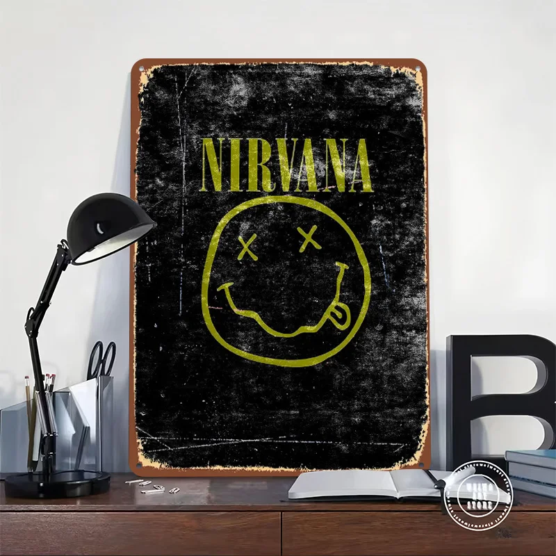 Nirvana Logo Metal Poster Customized Wall Art Retro Vintage Tinplate Signs for Man Cave Decoration Home Decorations Office Decor