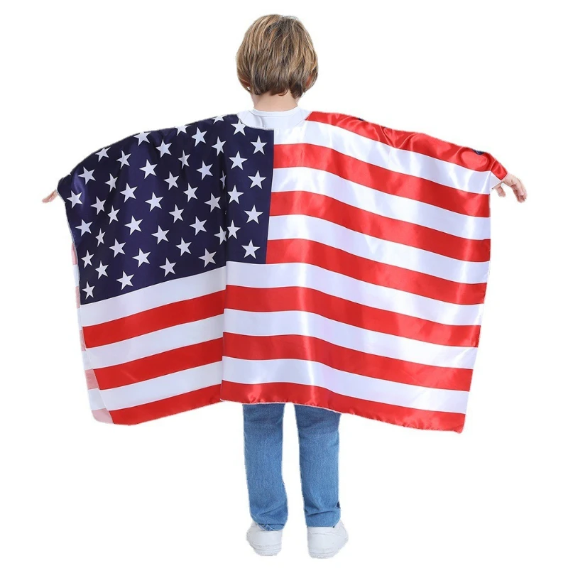 

New Arrival Independence Day Reversible Cape Double Sided Cloak Costume Props Suitable for Festival Celebration Party Decoration