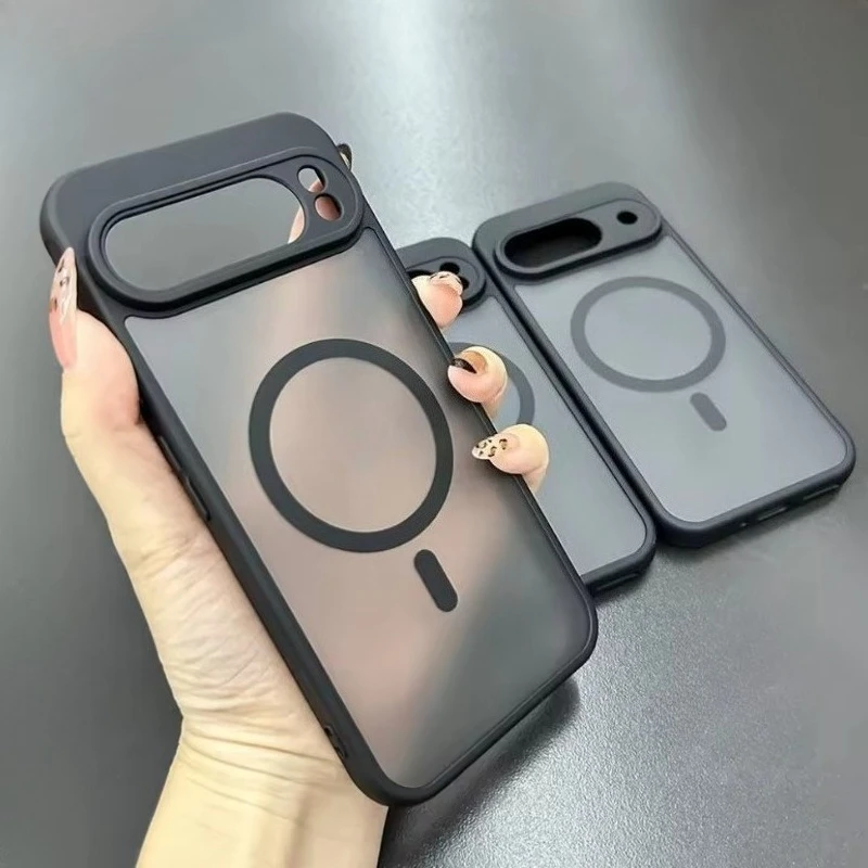 Durchscheinende, matte, magnetische Hülle für Google Pixel 11 10 Pro XL 6 7 8 9 Pro XL A 11A 10A 9A 8A 7A 6A Magsafe Mac Safe Handyhülle