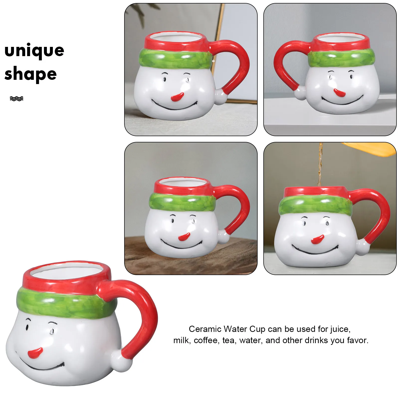 

Christmas Snowman Ceramic Coffee Mug 401-500Ml Handle Water Cup Holiday Festival Decorative Xmas Mug Ceramic Water Mugs