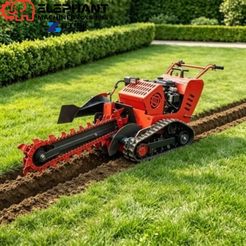 Tracked Trencher, Heavy-Duty Crawler Mini Farm Trencher Multifunctional Farmland Trench Digging Machine