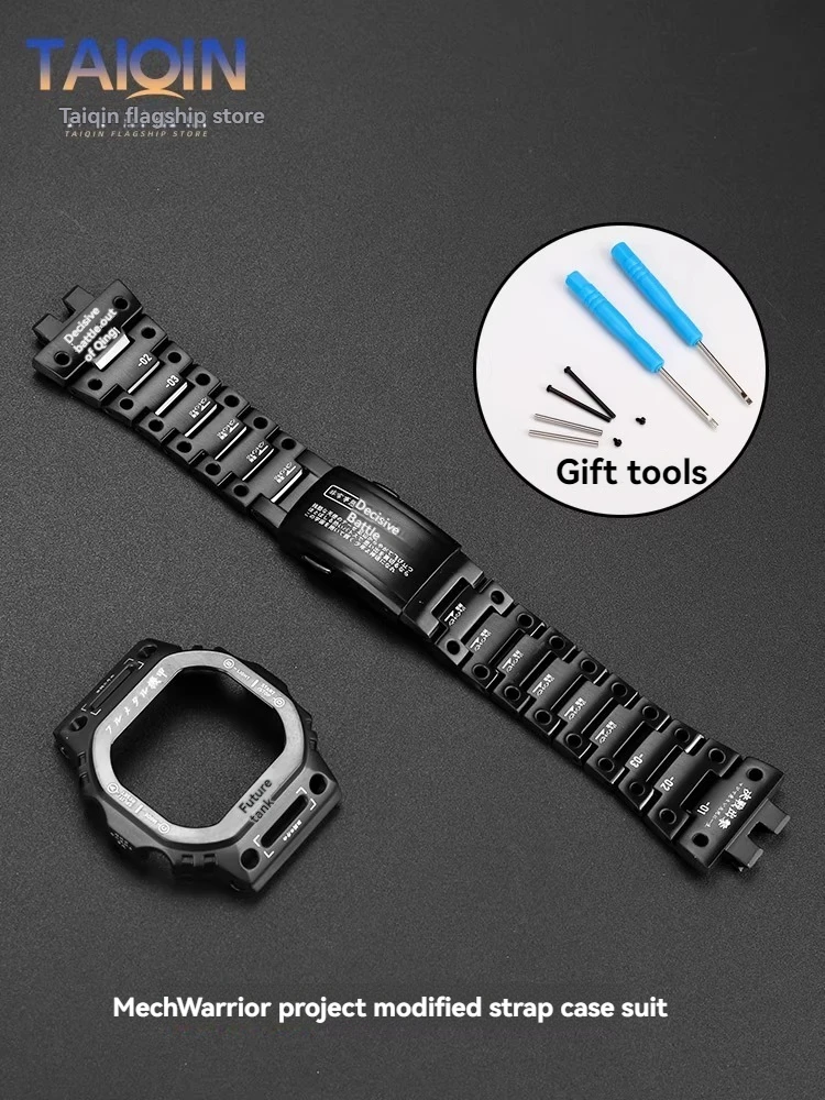 MechWarrior Bezel Srap For Casio DW-5600 GW-B5600 Modified Watch Band and Case GMW-B5000 Mecha Metal Stainless Steel Bracelet