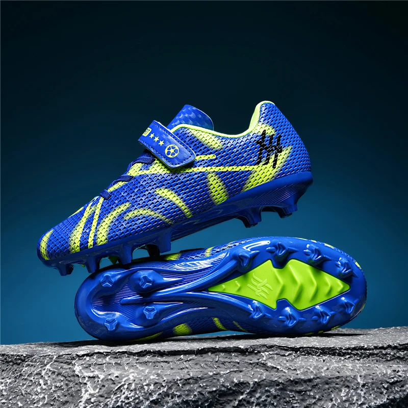 

Детские футбольные бутсы для игры на газоне, нескользящие кроссовки для футзала, для мальчиков, для игры на траве, для улицы, FG/TF, с поддержкой голеностопа, футбольная обувь