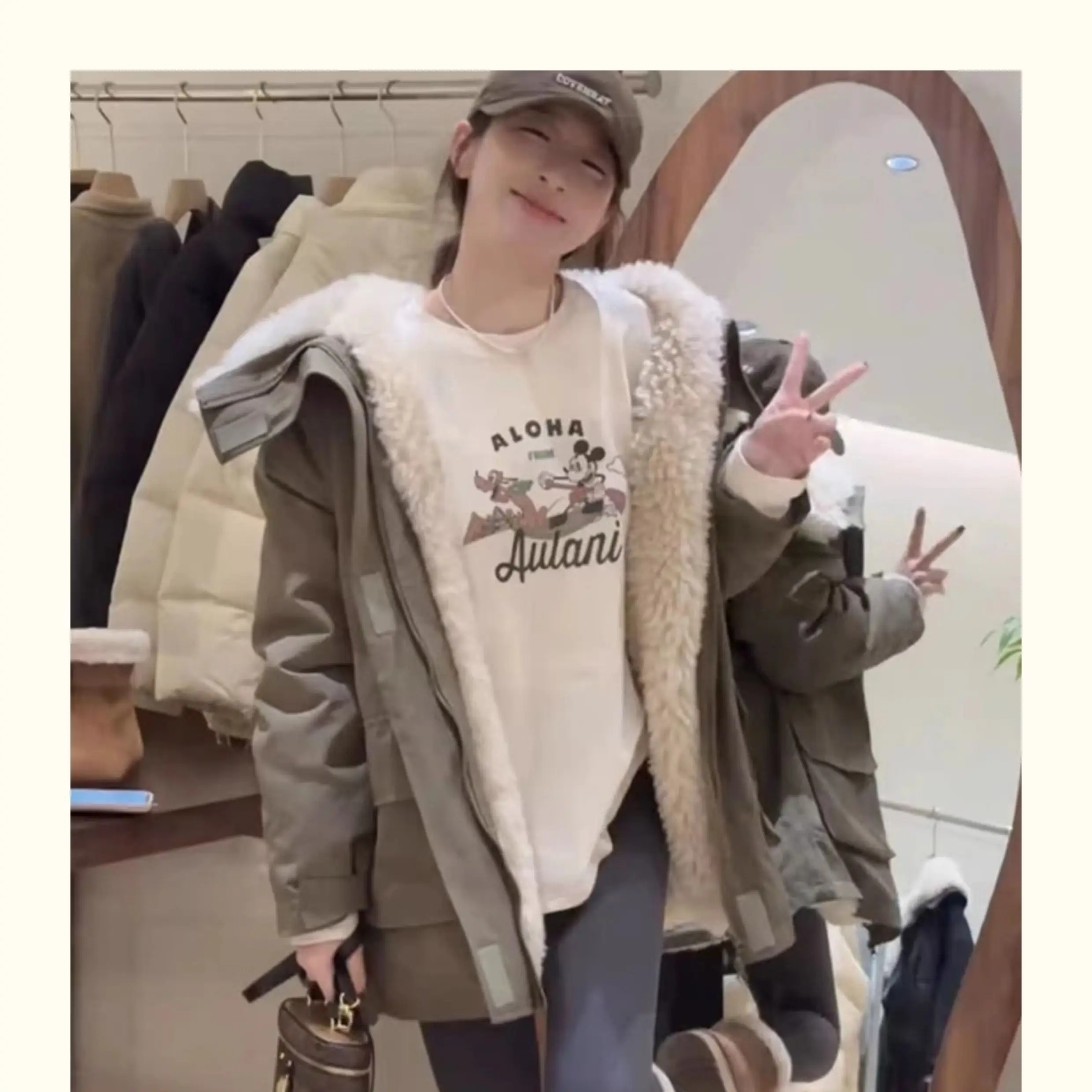 

Женские парки на открытом воздухе, осенние вельветовые подкладки на пуговицах, пояс на кнопках, ребристый подол, пушистый консервативный цвет для колледжа, разноцветный