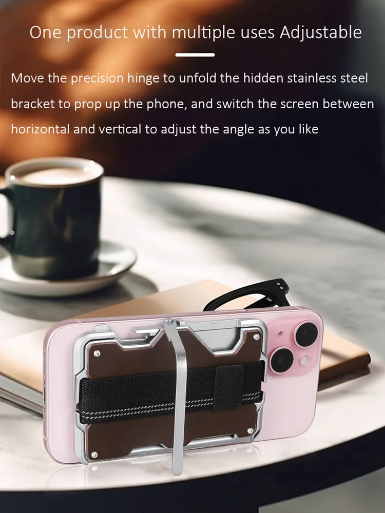 VM FASHION KISS Men's Aluminum Phone Holder Credit Card Wallet For MagSafe Function Phones With RFID Card Holder With AirTag